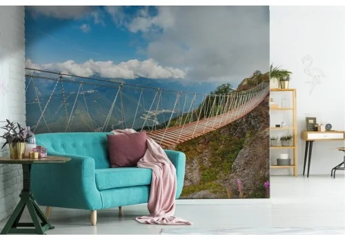 Wallpaper bridge over the mountains landscape nature