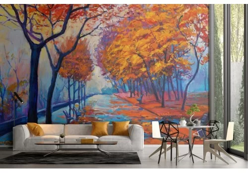 Carta da Parati viale alberato autunno paesaggio