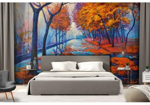 Wallpaper tree-lined avenue autumn landscape 2