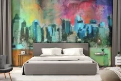 Abstract city painted modern art wallpaper