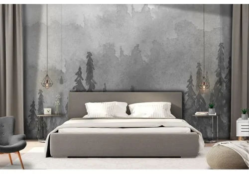 Watercolor forest nature woods grey wallpaper 2