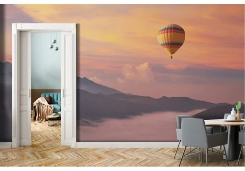 Wallpaper landscape hot air balloon in the mountain