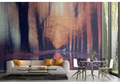 Wallpaper tree-lined avenue nature landscape