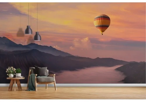 Wallpaper landscape hot air balloon in the mountain 2