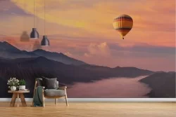 Wallpaper landscape hot air balloon in the mountain