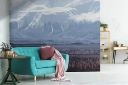 Carta da Parati foresta tra montagne innevate natura