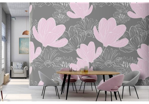 Carta da Parati Design e Stili Flora e Fauna Astratta Fiori Natura Moderna