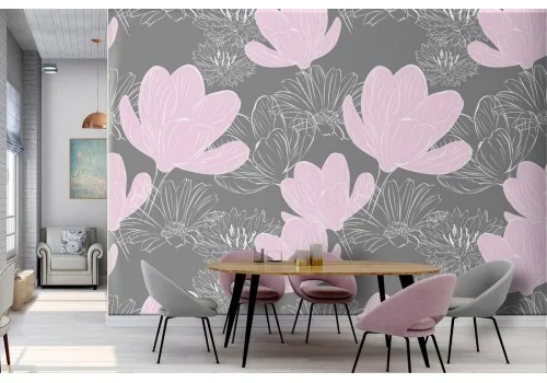 Pink flowers nature modern abstract wallpaper