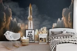 Rocket wallpaper photography children's bedroom