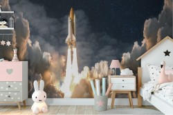 Rocket wallpaper photography children's bedroom
