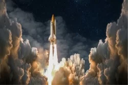 Children's Wallpaper Rockets Airplanes Hot Air Balloons