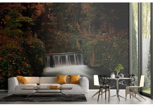 Waterfall river wallpaper in the forest landscape