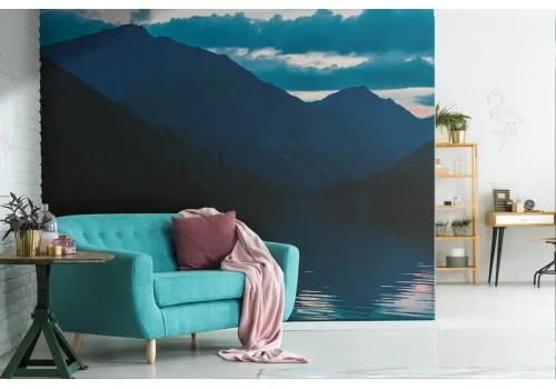 Carta da Parati lago tra montagne paesaggio natura