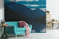 Carta da Parati lago tra montagne paesaggio natura