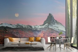 Snowy mountain landscape wallpaper