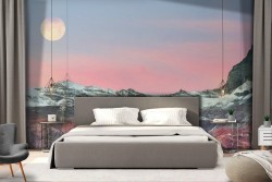 Snowy mountain landscape wallpaper