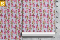 Pink flowers nature vintage pattern wallpaper