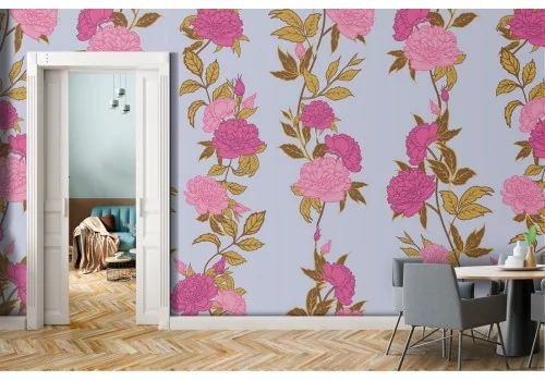 Pink flowers vintage pattern nature wallpaper