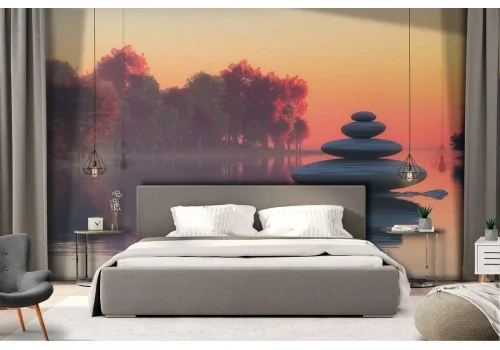 Wallpaper lake with forest zen landscape 2