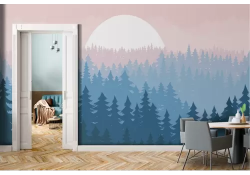 Carta da Parati paesaggio bosco stilizzato