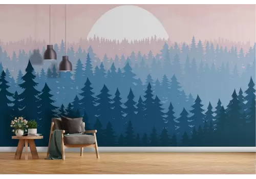 Carta da Parati paesaggio bosco stilizzato 2