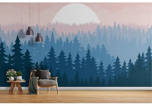 Wallpaper stylized forest landscape 2