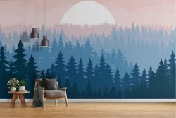 Wallpaper stylized forest landscape