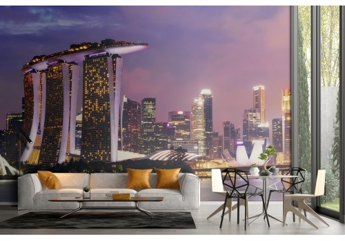 Wallpaper of metropolis city landscape on the sea