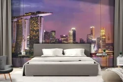 Wallpaper of metropolis city landscape on the sea