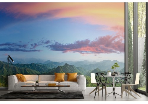 Wallpaper landscape mountains with forest nature