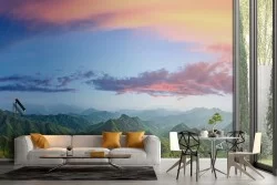 Carta da Parati paesaggio montagne con bosco natura