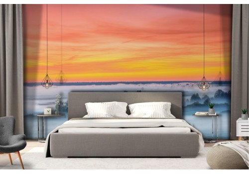 Wallpaper trees with sunset dawn landscape sky 2