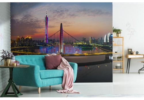 Wallpaper landscape city bridge over the river