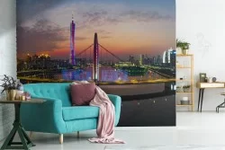 Wallpaper landscape city bridge over the river