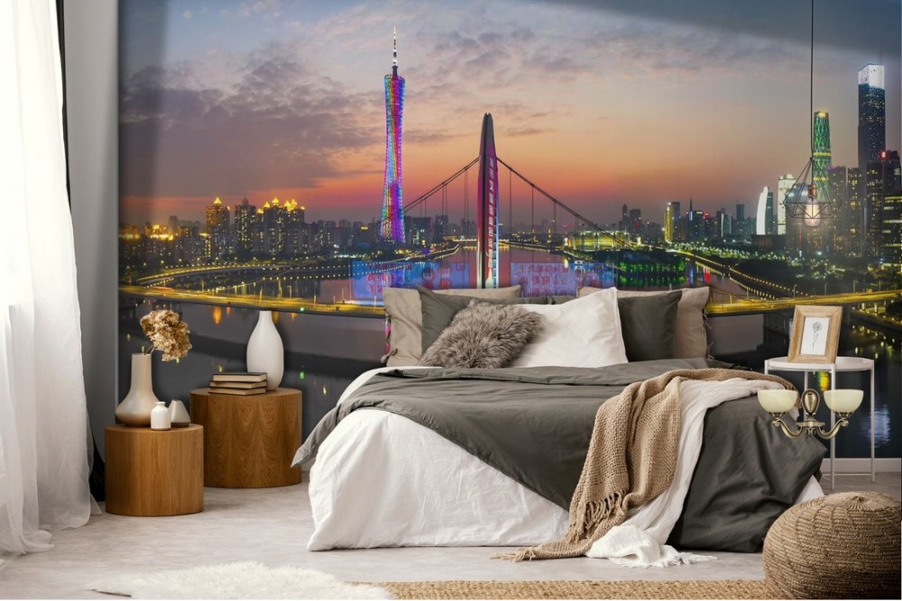 Wallpaper landscape city bridge over the river