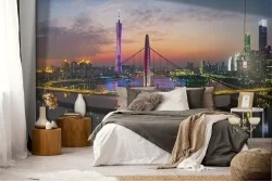 Wallpaper landscape city bridge over the river