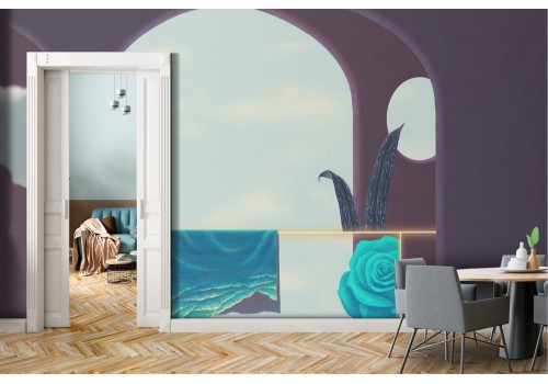 Abstract painted wallpaper vintage sky and sea