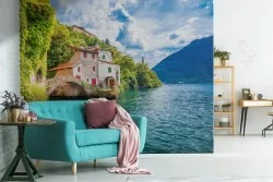 Carta da Parati Casa su golfo paesaggio natura lago