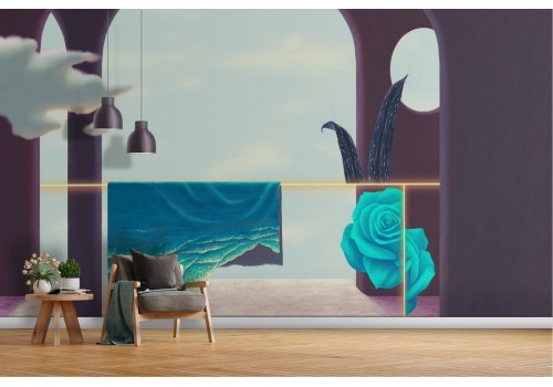 Abstract painted wallpaper vintage sky and sea 2