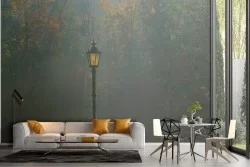 Wallpaper lamp post in the forest nature landscape