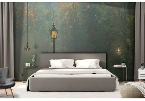 Carta da Parati lampione nel bosco paesaggio natura 2