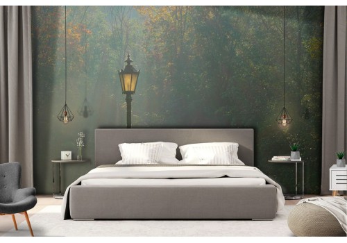 Wallpaper lamp post in the forest nature landscape 2