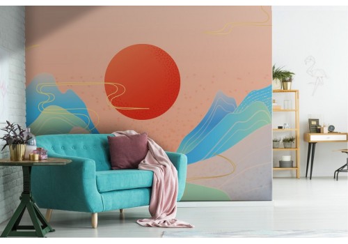 Wallpaper stylized mountains nature landscape