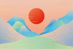 Wallpaper Design and Styles Landscapes and Nature Eastern Mountain Zen Stylized