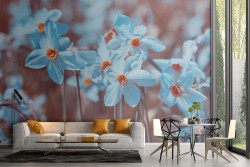 Carta da Parati fiori blu natura moderna