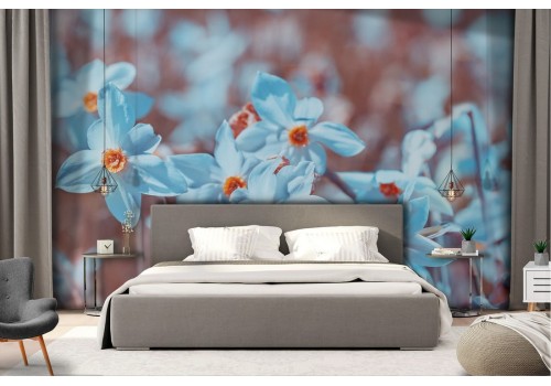 Modern nature blue flowers wallpaper 2