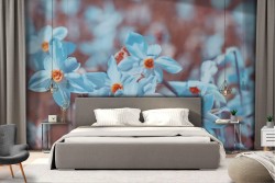 Carta da Parati fiori blu natura moderna