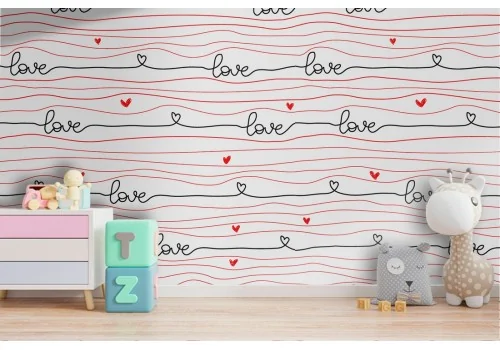 Wallpaper written Love and hearts.