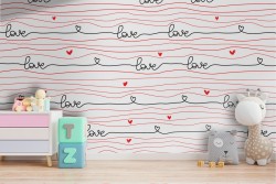 Carta da Parati scritte Love e cuori.