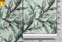Wallpaper pattern stylized green leaves.